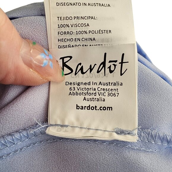 Bardot Camilla Blue Orange Floral Off-the-Shoulder Dress Sz 12 - Picture 13 of 14